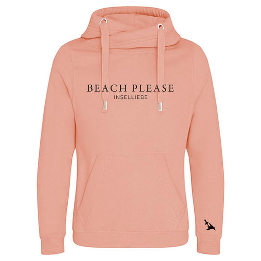 Unisex Cross-Neck Hoodie "Beach Please" | Dusty Pink - INSELLIEBE USEDOM