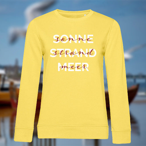 Damen Sweatshirt "Sonne & Strand" | Gelb - INSELLIEBE USEDOM
