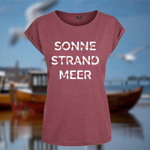 Damen T-Shirt "Sonne & Strand" | Cherry - INSELLIEBE USEDOM