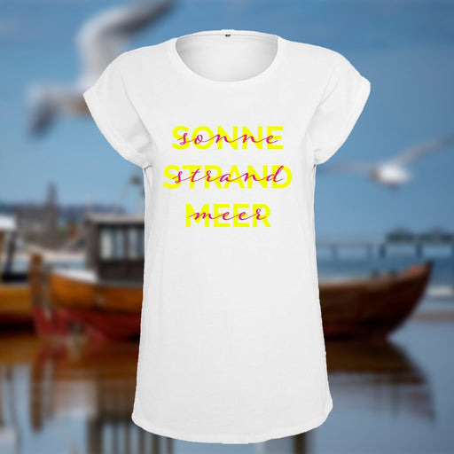 Damen T-Shirt "Sonne & Strand" | Weiß - INSELLIEBE USEDOM