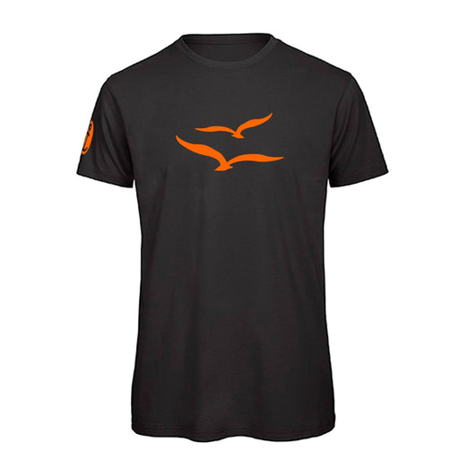 Herren T-Shirt "Möwenpaar" | Schwarz - Neon Orange - INSELLIEBE USEDOM