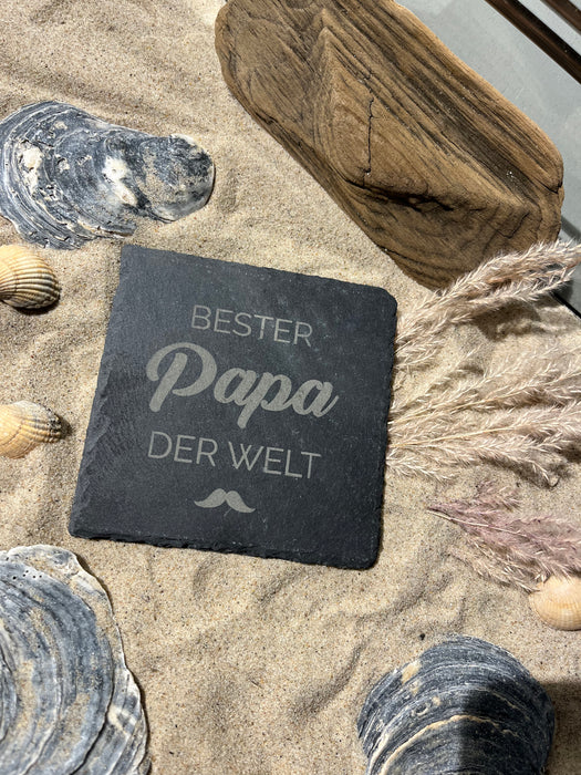 Untersetzer Schiefer "Bester Papa" | 10x10xm - INSELLIEBE USEDOM