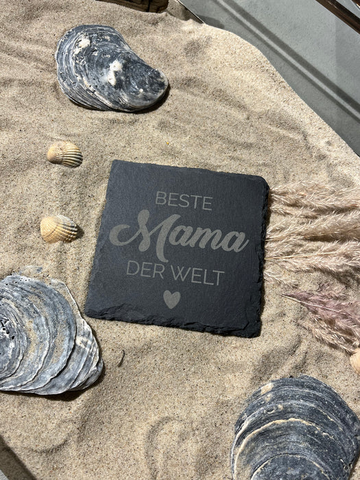 Untersetzer Schiefer "Beste Mama" | 10x10xm - INSELLIEBE USEDOM