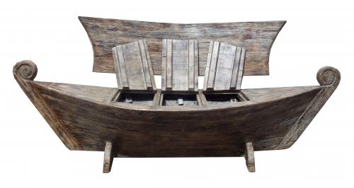 Bootsbank "Phinsi" aus Recycling-Teak 190cm Rustic White - INSELLIEBE Store - Insel Usedom