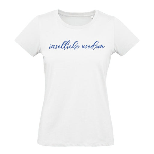 Damen T-Shirt "inselliebe usedom" | Weiß - Blau - INSELLIEBE USEDOM