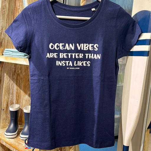 Damen T-Shirt "Ocean Vibes" | Navy - INSELLIEBE USEDOM