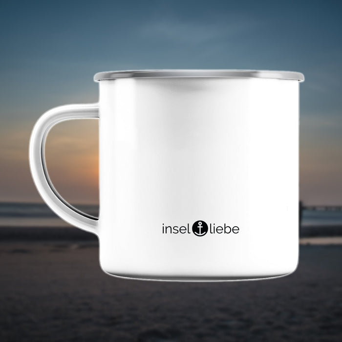Emaille Tasse "MOIN" - Handbedruckt auf Usedom - INSELLIEBE Store - Insel Usedom