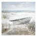 Holz/Leinen Bild Gemälde "Boot am Strand" 100x100cm - INSELLIEBE USEDOM