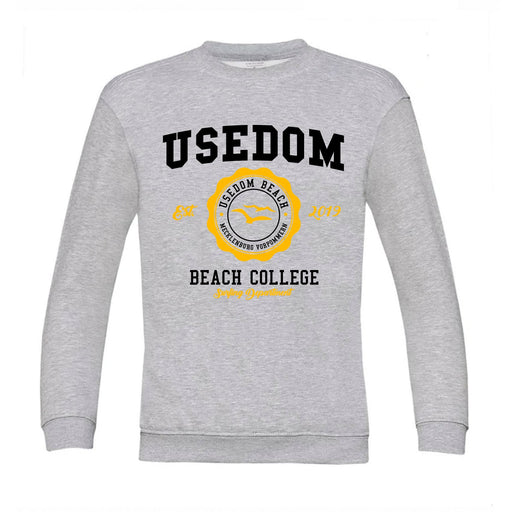 Kinder Sweatshirt "Beach College" | Grau Meliert - INSELLIEBE USEDOM