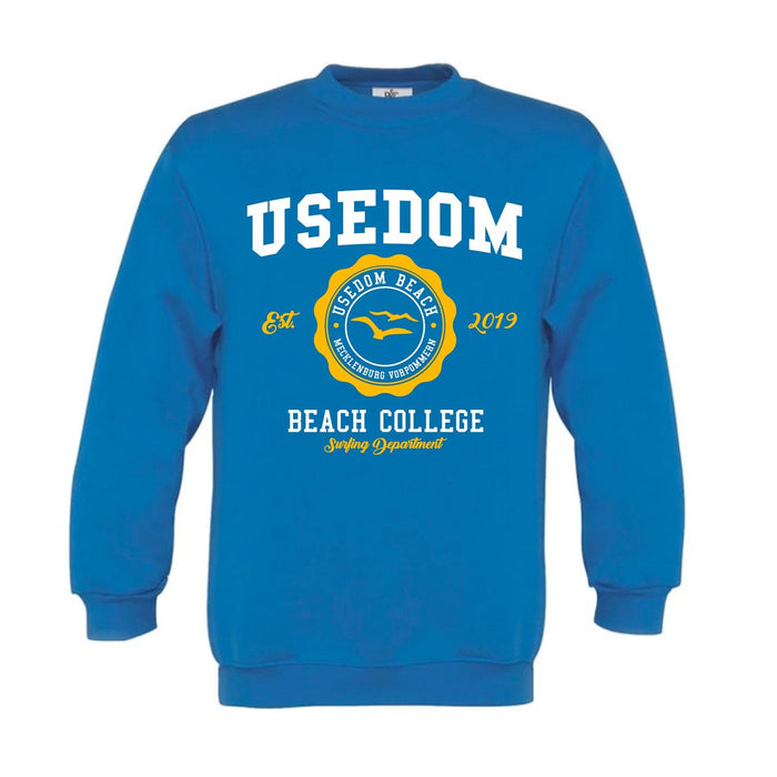 Kinder Sweatshirt "Beach College" | Royalblau - INSELLIEBE USEDOM