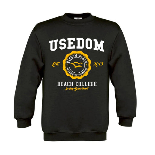 Kinder Sweatshirt "Beach College" | Schwarz - INSELLIEBE USEDOM