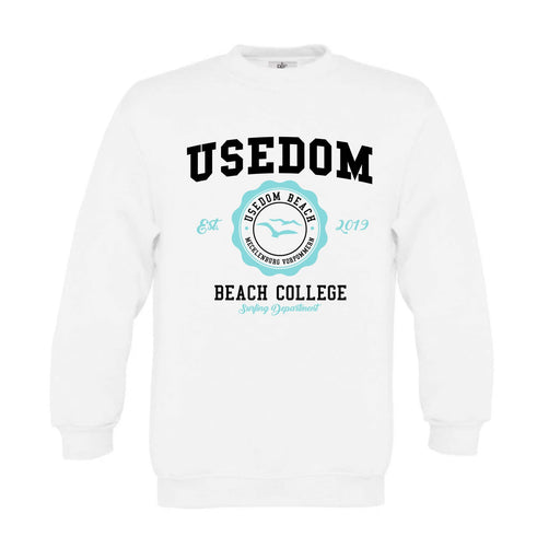 Kinder Sweatshirt "Beach College" | Weiss - INSELLIEBE USEDOM