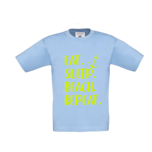 Kinder T-Shirt "Eat Sleep Beach" | Hellblau - INSELLIEBE USEDOM