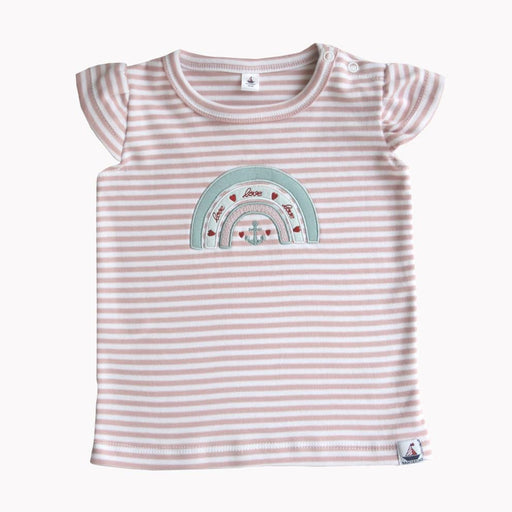 Kinder T-Shirt Kurzarm "Regenbogen-Anker" | Altrosa-gestreift - INSELLIEBE USEDOM
