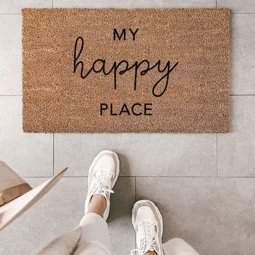 Kokos Fußmatte "Happy Place" | 45 x 75 cm - INSELLIEBE USEDOM