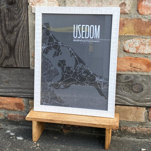 Poster "Karte Usedom" Schwarz-Weiß | 30 x 40 cm - INSELLIEBE USEDOM