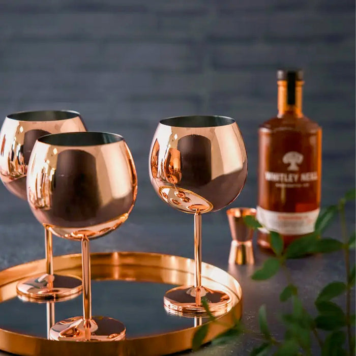 Roségold Gin-Gläser "Oak & Steel" | Edelstahl | 4 Stück - INSELLIEBE USEDOM