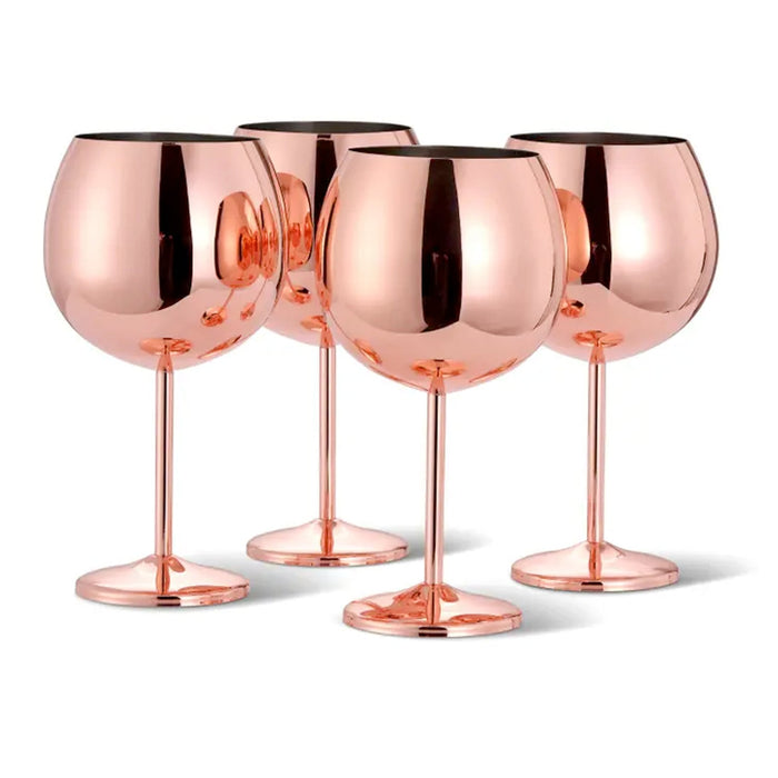 Roségold Gin-Gläser "Oak & Steel" | Edelstahl | 4 Stück - INSELLIEBE USEDOM