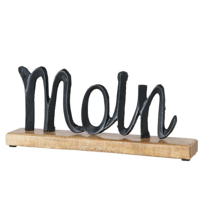 Schriftzug "Moin" Schwarz | Alu & Holz - 14x6cm - INSELLIEBE USEDOM