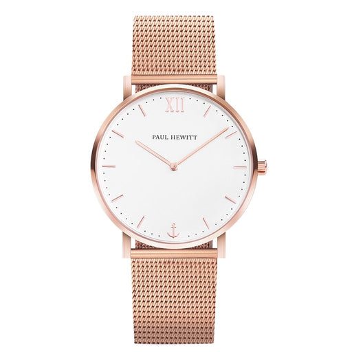 Uhr Sailor Roségold | Weiß 36 mm Mesh Roségold 160 mm 20 mm - INSELLIEBE Store - Insel Usedom