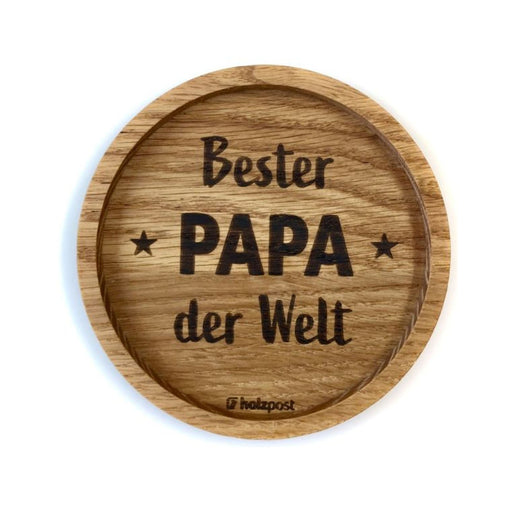 Untersetzer aus Eiche "Bester Papa" 11,2 cm - INSELLIEBE USEDOM