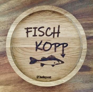 Untersetzer aus EICHE "Fischkopp" 11,2 cm - INSELLIEBE Store - Insel Usedom