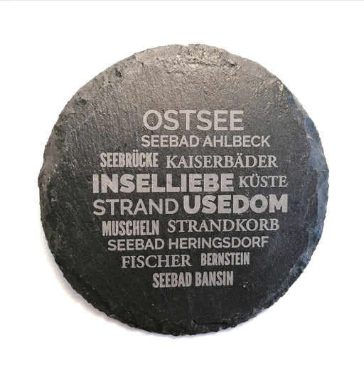 Untersetzer "Insel Usedom" | schiefer ø 10cm - INSELLIEBE Store - Insel Usedom