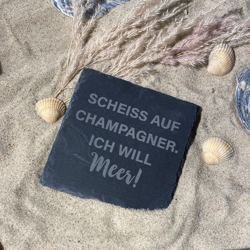 Untersetzer Schiefer "Ich will Meer" | 10x10xm - INSELLIEBE USEDOM