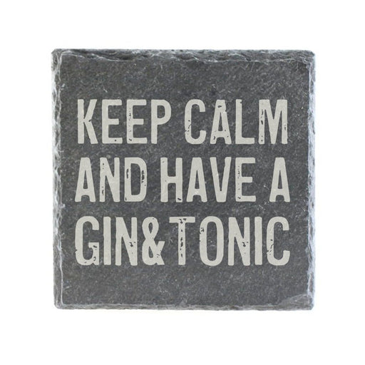 Untersetzer Schiefer "Keep Calm Gin Tonic" | 10x10xm - INSELLIEBE USEDOM