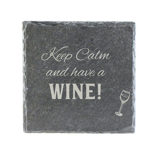 Untersetzer Schiefer "Keep Calm Wine" | 10x10xm - INSELLIEBE USEDOM