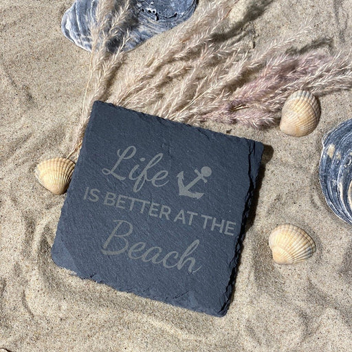 Untersetzer Schiefer "Life is better at the Beach" | 10x10xm - INSELLIEBE USEDOM