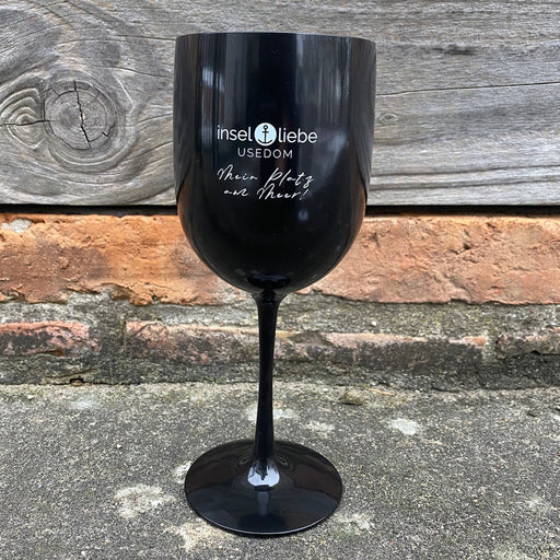 Weinglas "Platz am Meer" | Schwarz 460ml aus Kunststoff - INSELLIEBE USEDOM